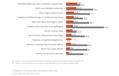 Arbeitsbedingungen und empfundene Belastungen (b) – © RKW Kompetenzzentrum / RKW Kompetenzzentrum Arbeitsbedingungen und empfundene Belastungen